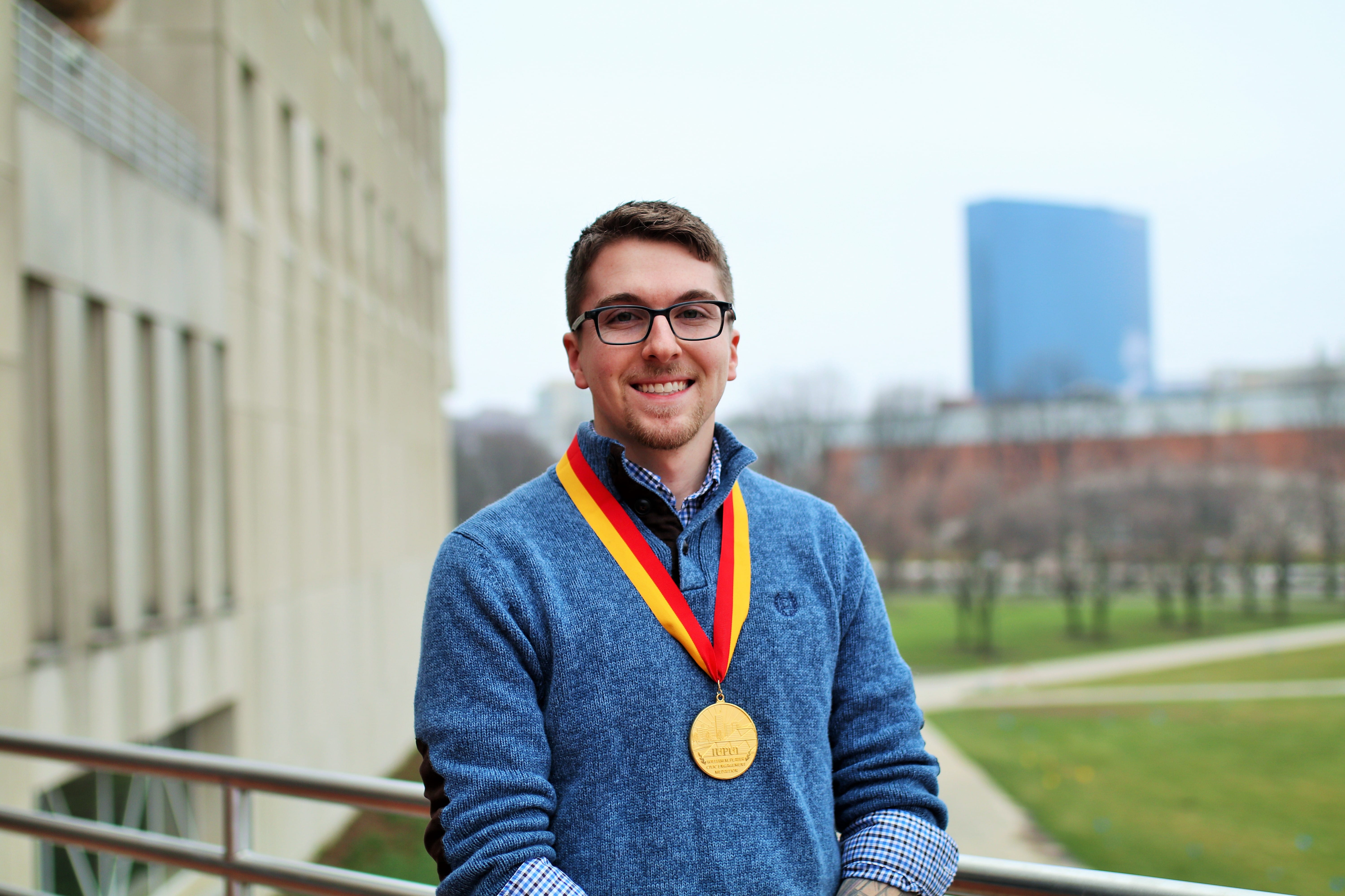 SPEA's Spencer Lawson earned the Plater Medallion for his research and impact on the community.