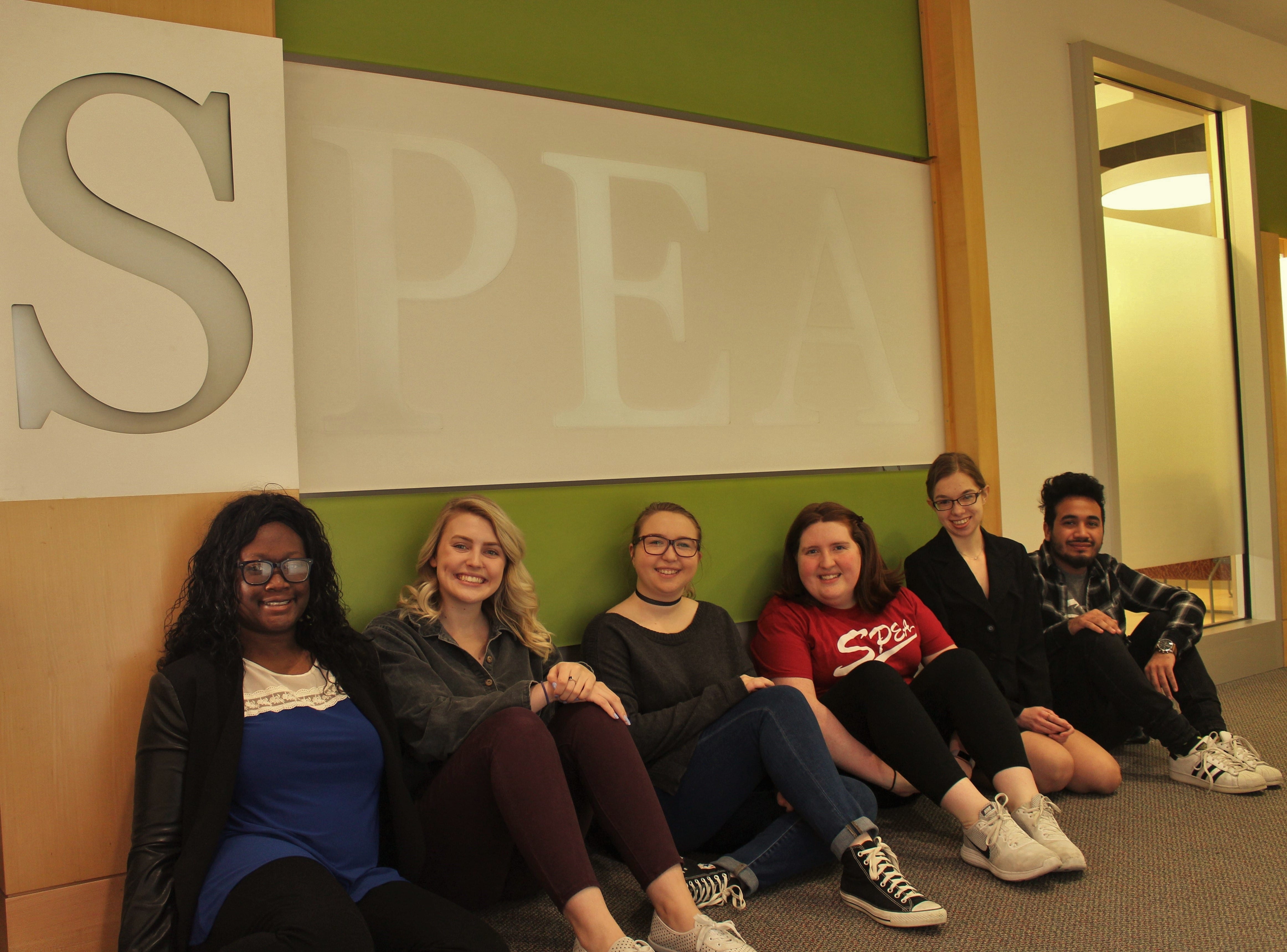 SPEA's team of student employees (L to R) Judith Atibil, Lauren French, Monica Zachary, Katie Boynton, Jen Popiela, and Jessie Silguero.