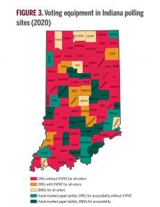 Chart of Indiana showing which counties have DREs and which do not.