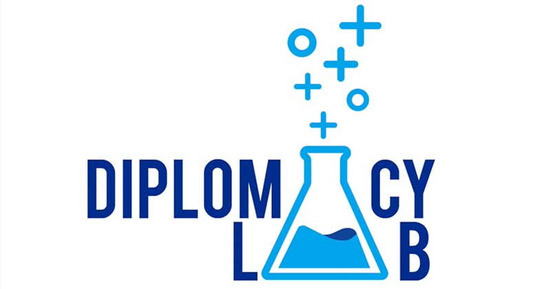logo that says Diplomacy Lab with a beaker